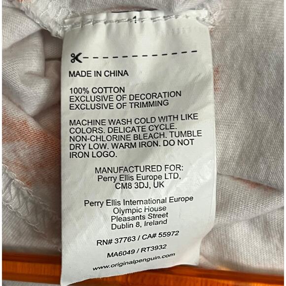 Original Penguin Men’s XL Polo Shirt White Orange Palm Tree Print 100% Cotton - Picture 10 of 13